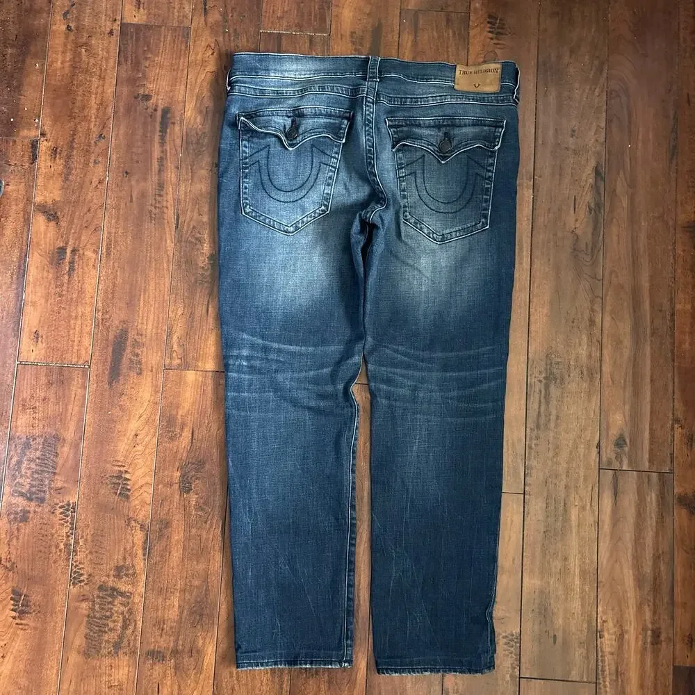 True Religion Geno Jeans Mens 40x32 Blue Relaxed Slim Denim Faded Washed Y2K